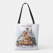 Gingerbread House Christmas Holiday Canvas tas (Achterkant)