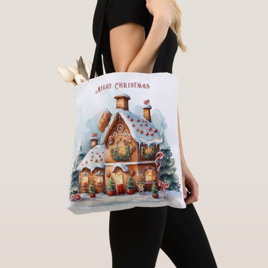 Gingerbread House Christmas Holiday Canvas tas (Dichtbij)