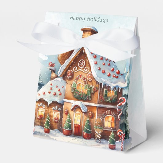 Gingerbread House Christmas Holiday Gift Box Bedankdoosjes (Voorkant Zijde)