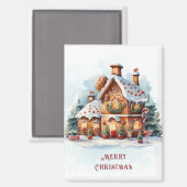 Gingerbread House Christmas Holiday Magnet Magneet (Voorkant / Achterkant)