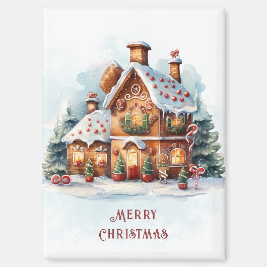 Gingerbread House Christmas Holiday Magnet Magneet (Voorkant)