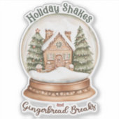 Gingerbread House Christmas Holiday Snow Wereldbol Sticker (Voorkant)