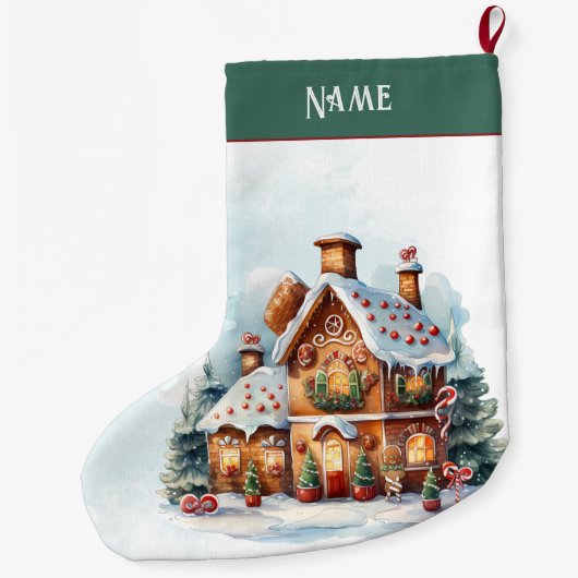 Gingerbread House Christmas Holiday Stocking Grote Kerstsok (Achterkant)