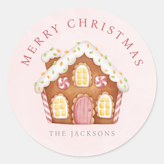 Gingerbread House Christmas Ronde Sticker (Voorkant)