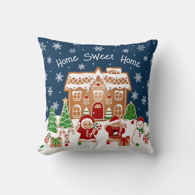 Gingerbread House Christmas Throw Pillow Kussen (Voorkant)