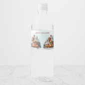 Gingerbread House Christmas Water Bottle Label Waterfles Etiket (Voorkant)