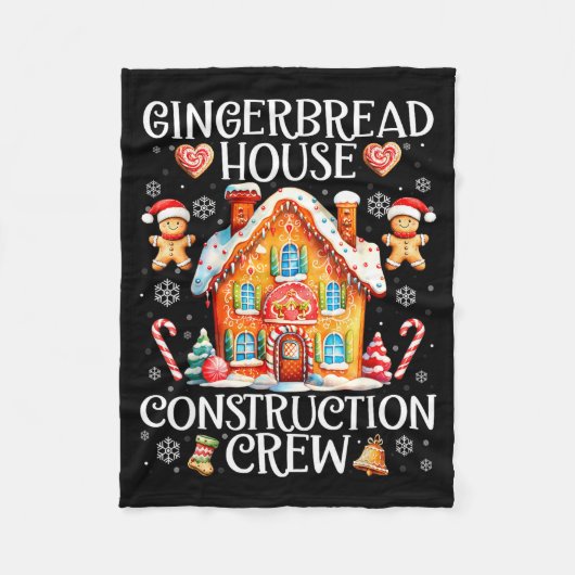 Gingerbread House Construction Crew Baking Christm Fleece Deken (Voorkant)