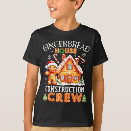 Gingerbread House Construction Crew Decorating Bak T-shirt (Voorkant)