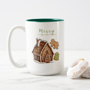 Gingerbread House, Cookies Gepersonaliseerde Kerst Tweekleurige Koffiemok