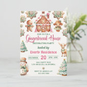 Gingerbread House Decorating Party Cookie Kaart (Staand voorkant)