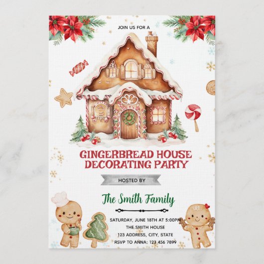 Gingerbread House Decorating Party Invitation (Devant)