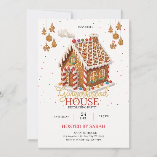 Gingerbread House Decorating Party Invitation  (Devant)