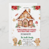 Gingerbread House Decorating Party Invitation Kaart (Voorkant / Achterkant)