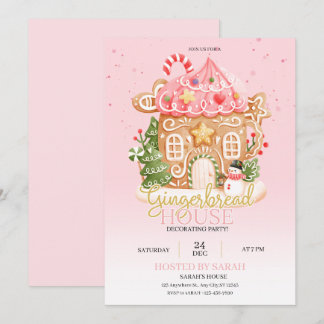 Gingerbread House Decorating Party Invitation  Kaart