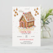 Gingerbread House Decorating Party Invitation  Kaart (Staand voorkant)