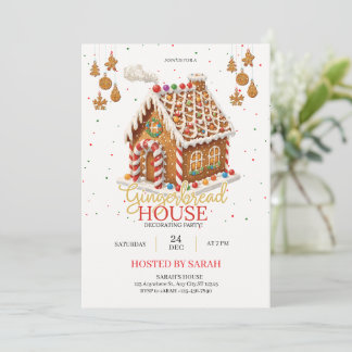 Gingerbread House Decorating Party Invitation  Kaart