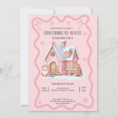 Gingerbread House Decorating Party Pink Kaart (Voorkant)