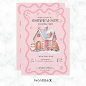 Gingerbread House Decorating Party Pink Kaart