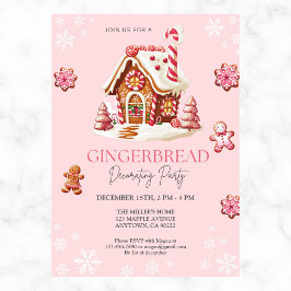Gingerbread House Decorating Party Pink Kaart