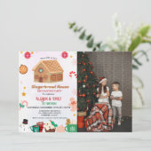 Gingerbread House Decorating Twin 1st Verjaardag Kaart (Staand voorkant)