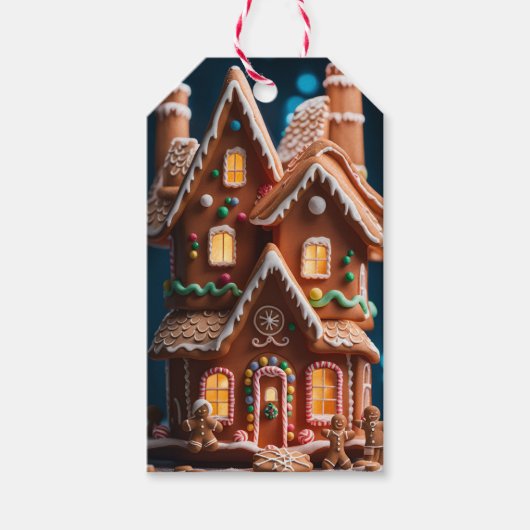 Gingerbread House Figuur Christmas Gift Label Cadeaulabel (Voorkant)