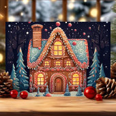 Gingerbread House in het Snowy Forest Feestdagen Kaart