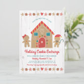Gingerbread House Kerst Cookie Exchange Rustiek Kaart (Staand voorkant)