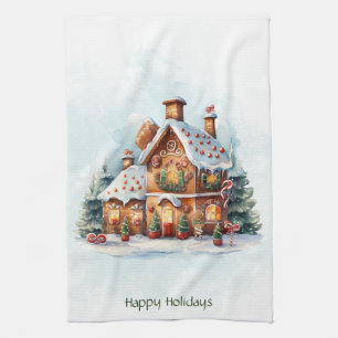 Gingerbread House Kerst Vakantie Keuken Handdoek