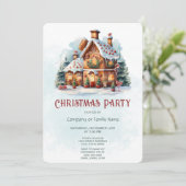Gingerbread House Kerstfeest uitnodiging (Staand voorkant)