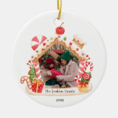 Gingerbread House Kerstmis Foto Keramisch Ornament (Voorkant)