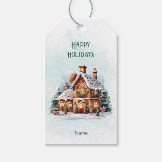 Gingerbread House Kerstvakantie cadeau Label Cadeaulabel (Voorkant)