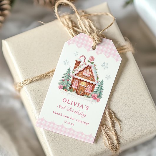 Gingerbread House Meisje Verjaardagsfeestje Cadeaulabel