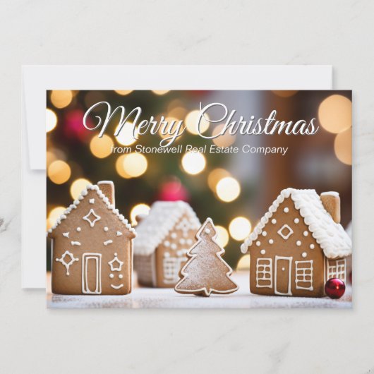 Gingerbread House Merry Christmas Real Estate Feestdagenkaart (Voorkant)