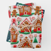 Gingerbread House Needlework Kerst Feestdagen Inpakpapier Vel (In situ)