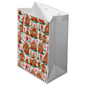 Gingerbread House Needlework Kerst Feestdagen Medium Cadeauzakje (Voorkant Gekanteld)