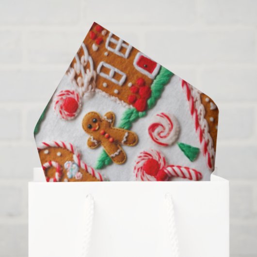 Gingerbread House Needlework Kerst Feestdagen Tissuepapier (Cadeauzakje)