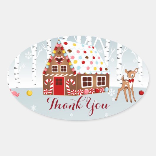 Gingerbread House party Favor Stickers (Voorkant)