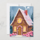 Gingerbread House Pink Christmas Feestdagenkaart (Voorkant)