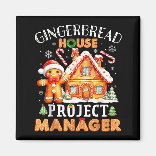 Gingerbread House Project Manager Decorating Bakin Magneet (Voorkant)