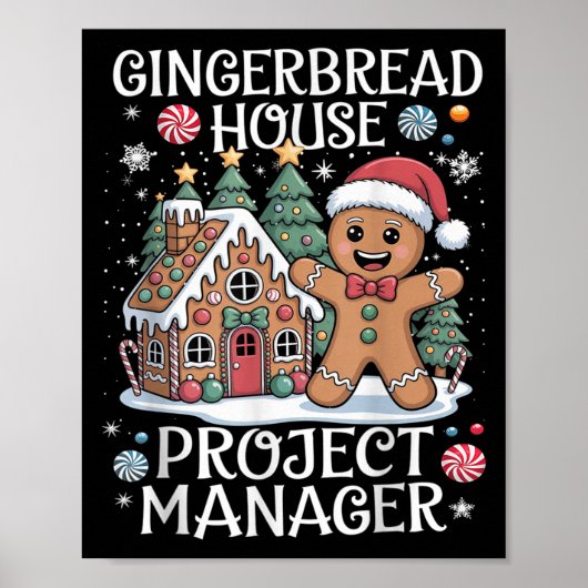 Gingerbread House Project Manager Decorating Bakin Poster (Voorkant)