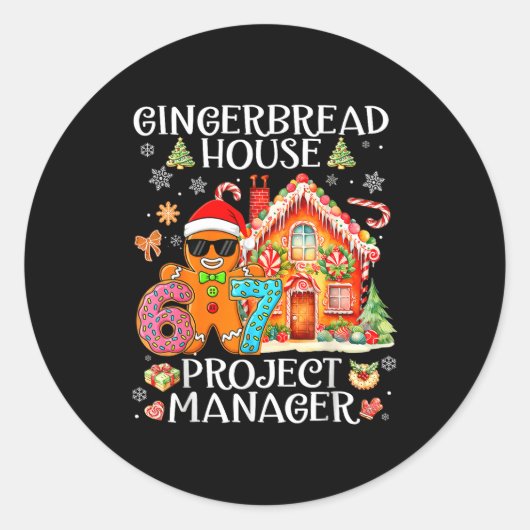 Gingerbread House Project Manager Decorating Bakin Ronde Sticker (Voorkant)