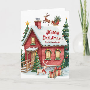 Gingerbread House Rendier voor kerstbomen Kaart