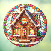 Gingerbread House Ronde Raam Cling Raamsticker (Vel 3)