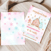 Gingerbread House Roze Kerstmis Decorating Party Kaart
