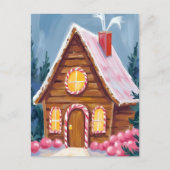 Gingerbread House Roze Kerstmis Feestdagenkaart (Voorkant)