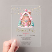 Gingerbread House String Lights Kerstmis Acryl Uitnodigingen (Insitu (Draagbaar))