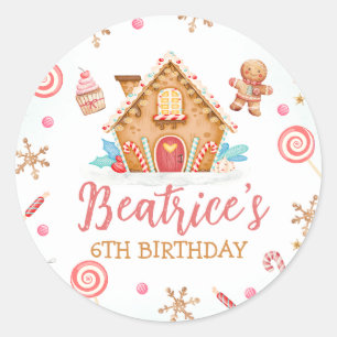 Gingerbread House Verjaardagsfeest Ronde Sticker
