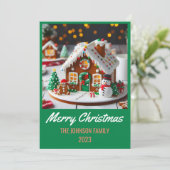 Gingerbread House - Vrolijk kerstfeest Feestdagenkaart (Staand voorkant)