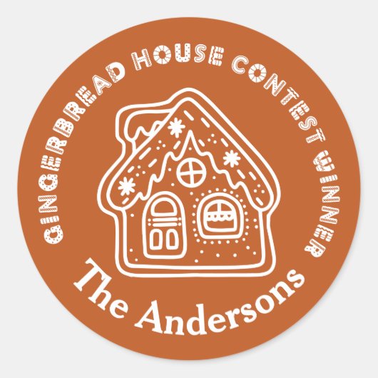 Gingerbread House Wedstrijd Winnaar Brown Ronde Sticker (Voorkant)