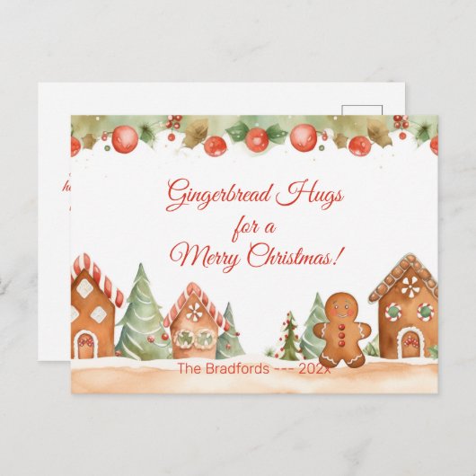 Gingerbread Hugs Christmas Briefkaart (Voorkant / Achterkant)